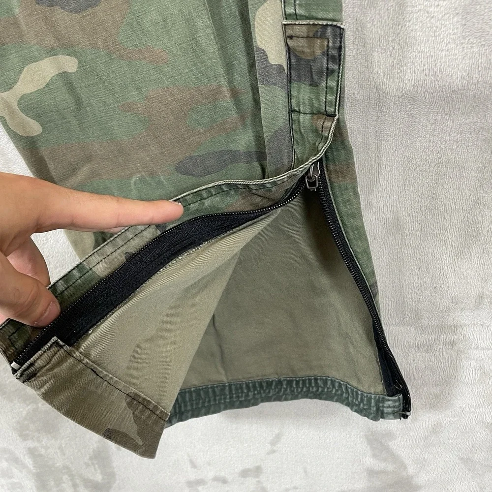 Y2K No Boundaries Baggy Camo Cargo Pants Mens 30x32 (fit 29x30) Paratrooper Zip